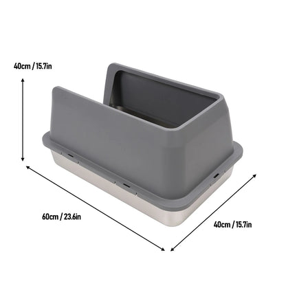Stainless Steel Enclosed Litter Box Spacious Easy Access Removable Sturdy High Sides Stainless Steel Litter Box for Large Cats