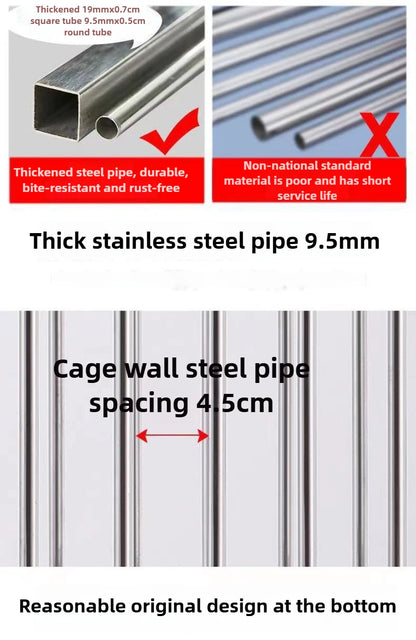 Large Dog Cage Outdoor Stainless Steel Folding Fence with Strong Load-bearing Capacity Bottom Extraction Tray for Dog Supplies