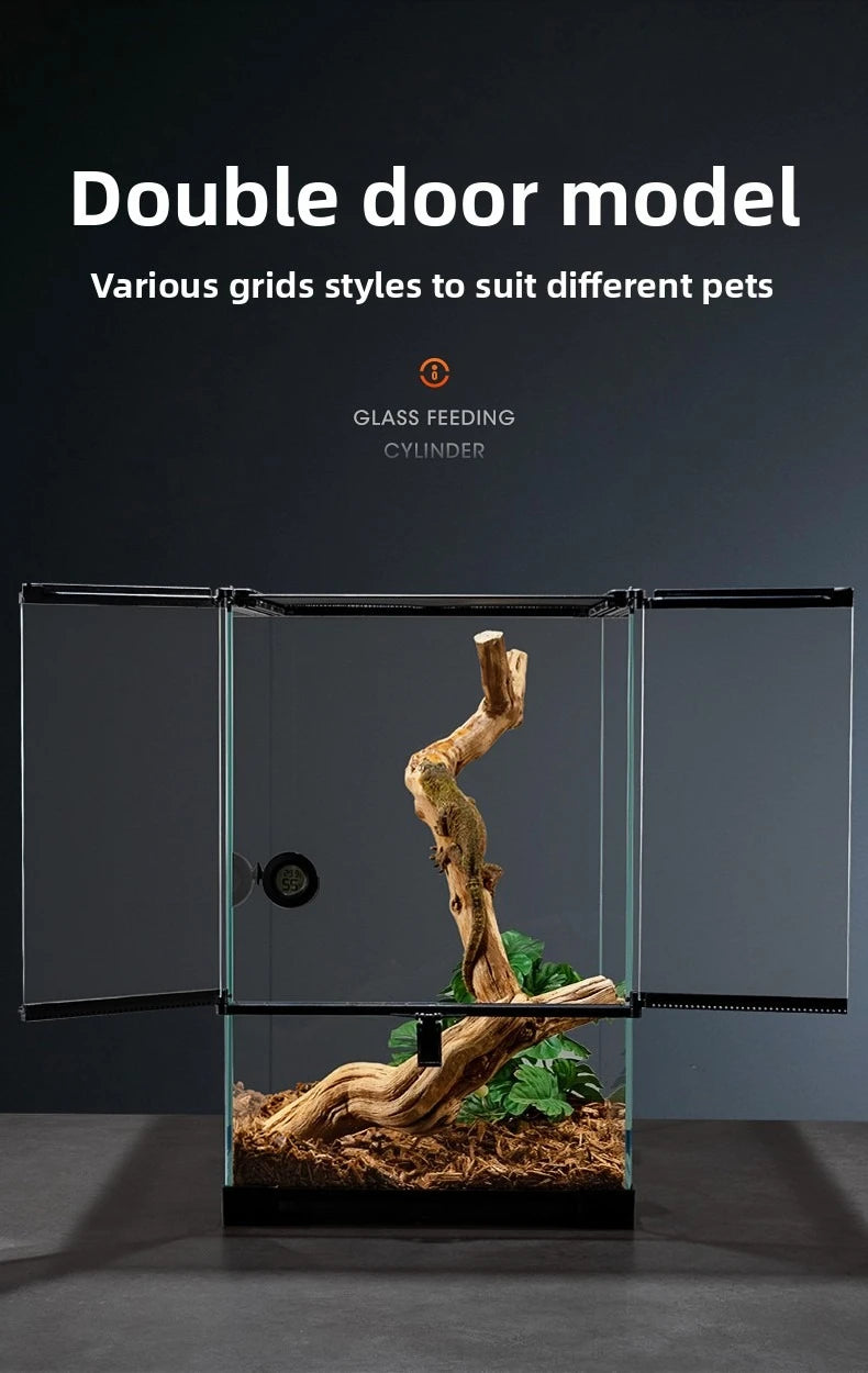 Professional glass reptile terrarium for chameleon,lizard,and snake,suitable for horned frog and water turtle,clear ventilation
