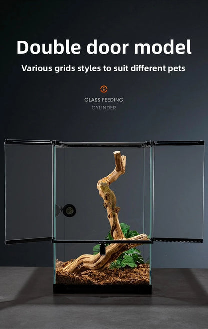 Professional glass reptile terrarium for chameleon,lizard,and snake,suitable for horned frog and water turtle,clear ventilation