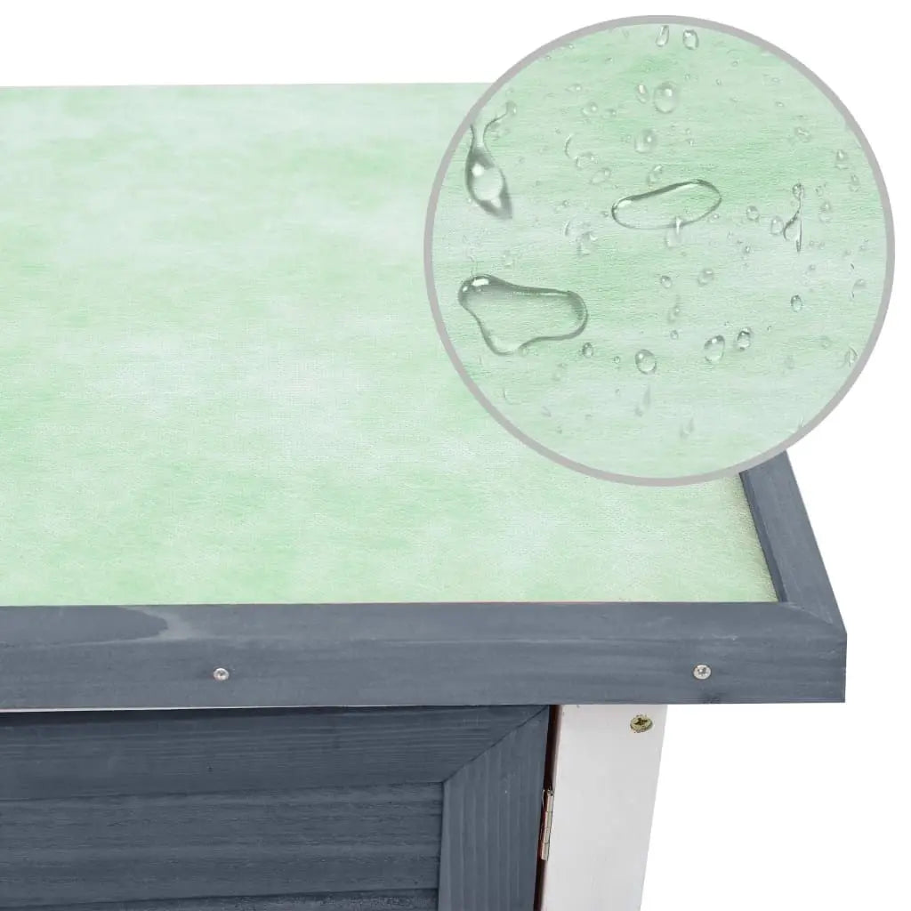 Gray Wood Outdoor Rabbit Hutch with 1 Door Small Animal Supplies