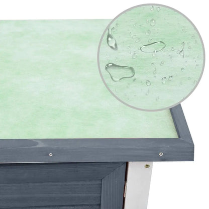 Gray Wood Outdoor Rabbit Hutch with 1 Door Small Animal Supplies