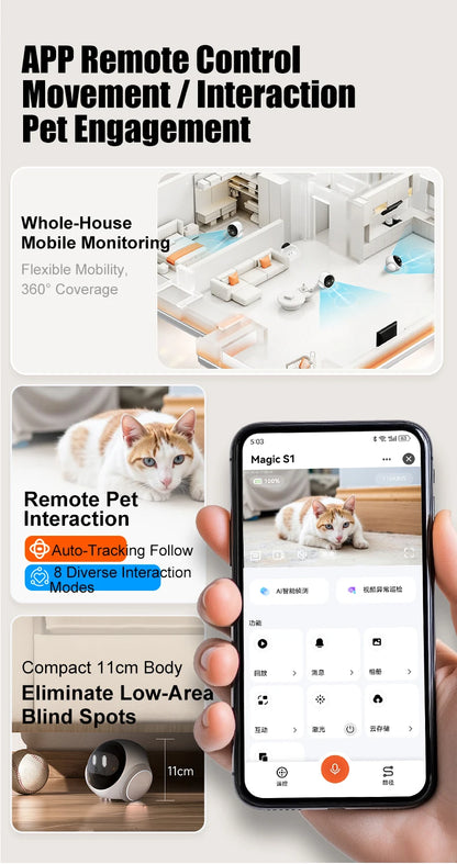 Famue Smart Robot Camera 5G WiFi HD 2K Camera Pet Tracking Laser Indicator TUYA Pet Camera Auto Charging Auto Obstacle Avoidance