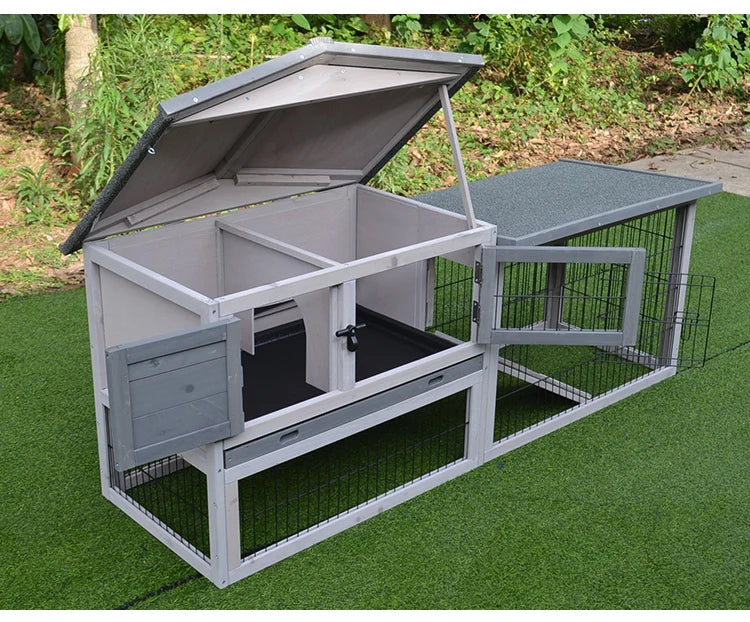 Rabbit Cage Large Size Rabbit Hutch House Breeding Cage Home Tent Villa Rainproof Antiseptic Yard Balcony Double Garden