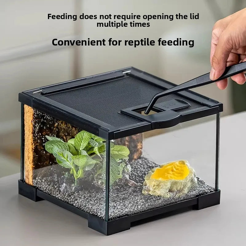 Professional glass reptile terrarium for chameleon,lizard,and snake,suitable for horned frog and water turtle,clear ventilation