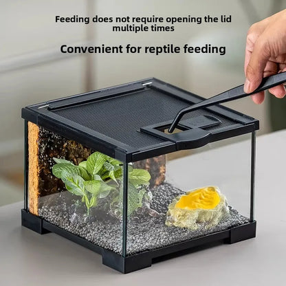 Professional glass reptile terrarium for chameleon,lizard,and snake,suitable for horned frog and water turtle,clear ventilation