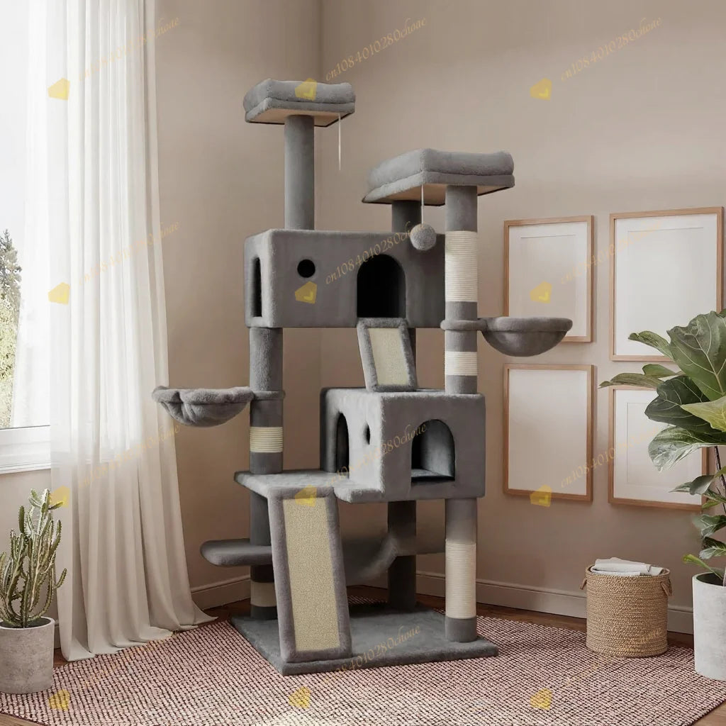 Cat Tree with Hammock and Scratching Post Tower, cat House, Cat Toys Tower, K01, Dark Gray