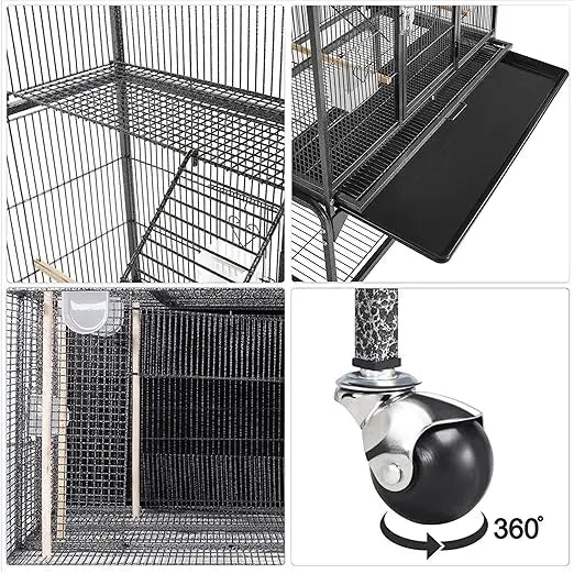 3 Layers Platform Chinchilla Sugar Glider Cockatiel Steel Cage Parrot Bird Cage Large Breeding Aviary Outdoor