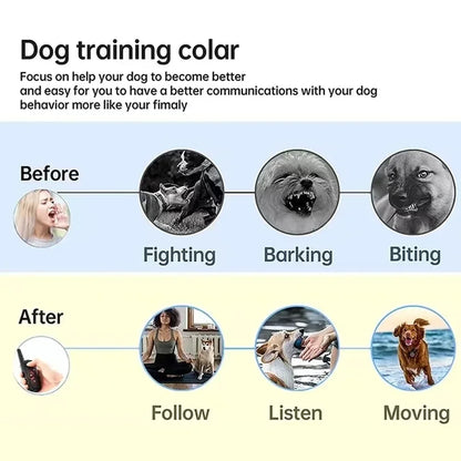 Electric Dog Training Collar, Remote Control, Anti Bark Collars for Dogs, Vibration Sound, Rechargeable, Waterproof, Pet Colar