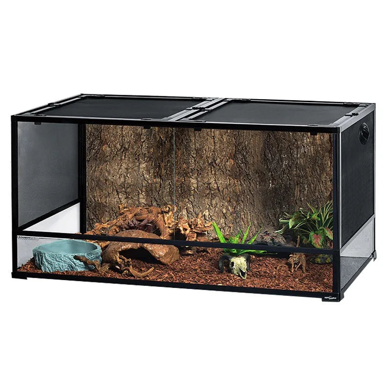 Glass Insulated Reptile Tank for Turtle Tortoise Lizard and Chameleon,Crawling Pet Breeding Box with Heat Retention Structure