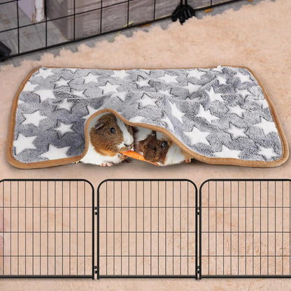 2 Pack Warm Coral Fleece Pet Blankets, Washable Cage Liners for Small Animals, 24x16 Inches