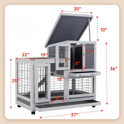 Wood Gray Pet House Rabbit Hutch Bunny Rabbit Cage Commercial Farming