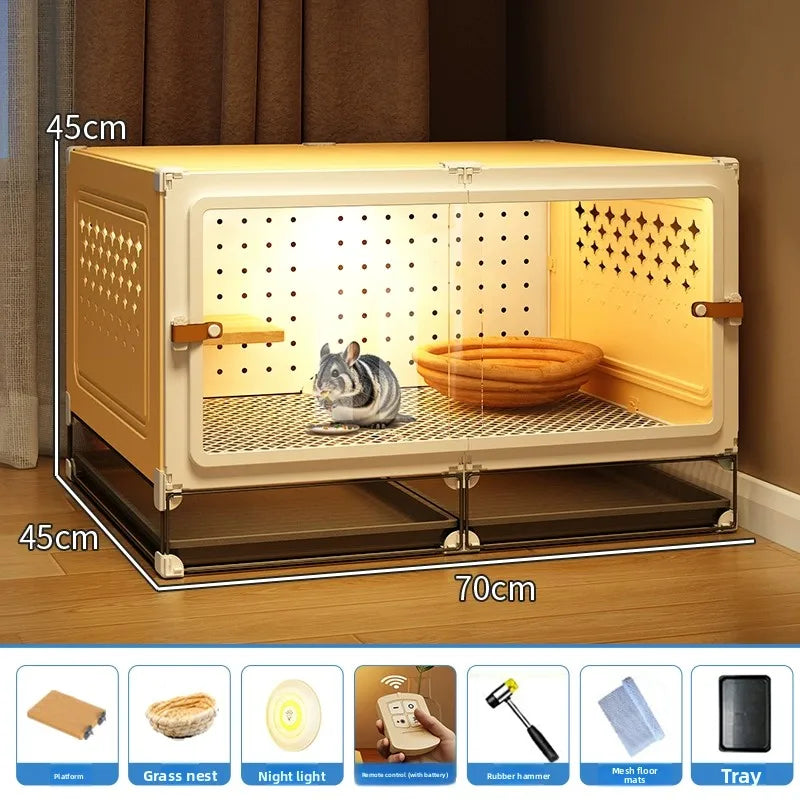 Deluxe Chinchilla Cabinet Cage 3 Level Squirrel Hutch Glider Enclosure Big House