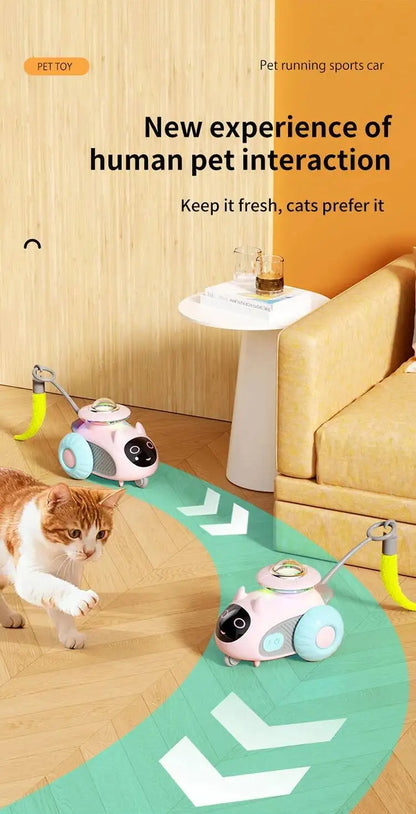 Cat Toys Car for Indoor Remote Control Smart Automatic Car with Tail Rechargeable LED Auto Moving Exercise Interactive Cat Toys