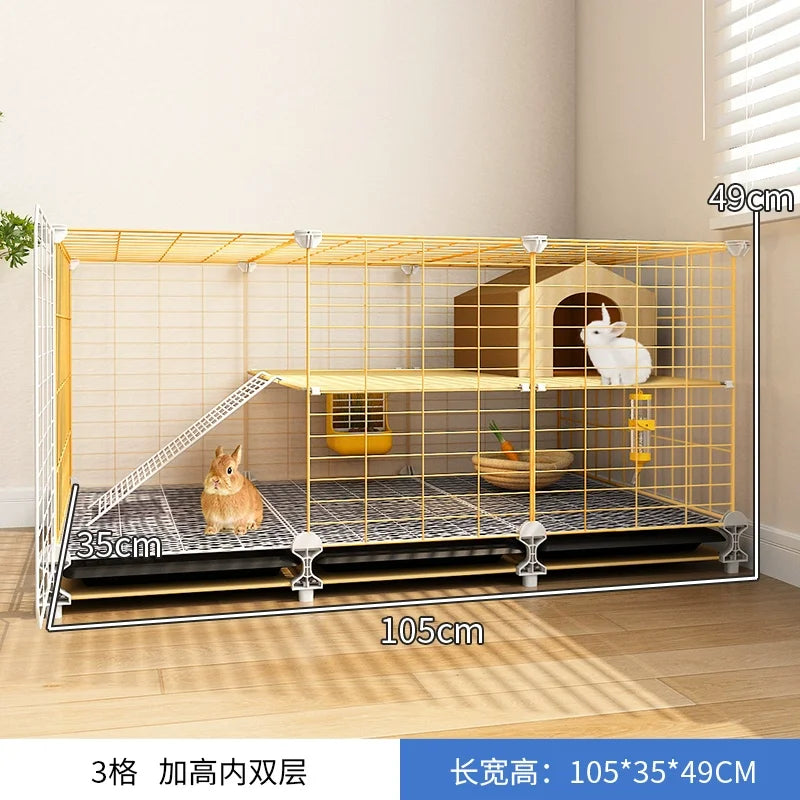 Large Two-Story Rabbit Cage Metal Wire Pet Hutch with Removable Tray Home Bunny House for Indoor Spacious Habitat for Rabbit