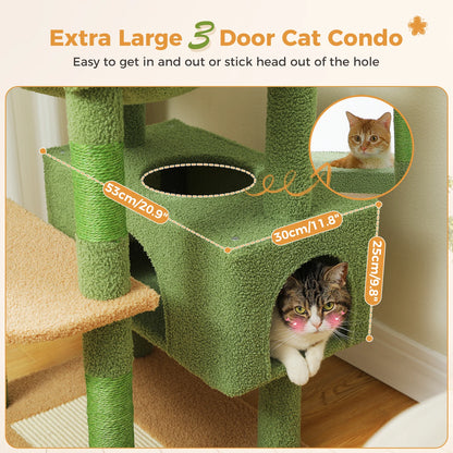 Multi-Level Cat Tree Tower with Scratching Posts&Board, Hammock, Cat Condo, Spacious Top Perch,Dangling Balls for Indoor Cats