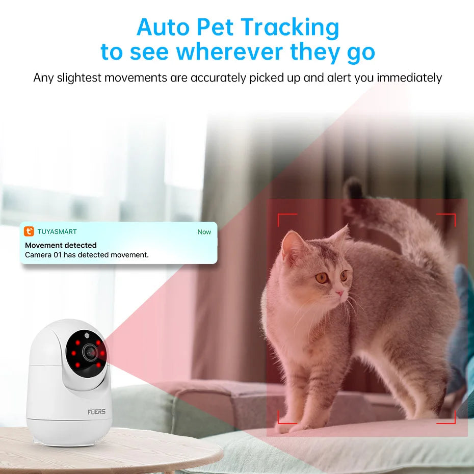 Tuya Smart WiFi IP Pets Camera Home Security Dog Cats Camera 4K 8MP HD Video Night Vision Surveillance AI Alerts Mini Camera