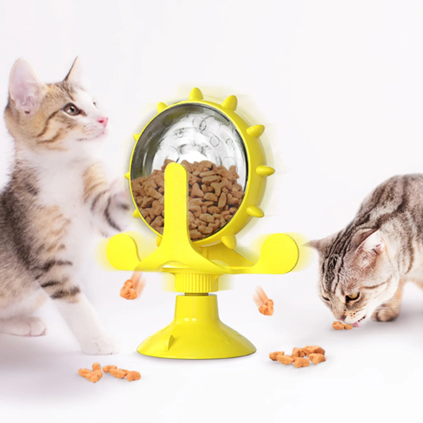 cat treat wheel, interactive puzzle feeder,  food dispensing toy, fun cat games, indoor cat entertainment