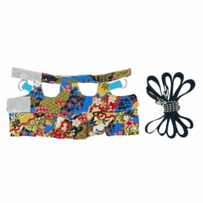 Multicolor Ferret Harness and Leash Set Floral Pattern Adjustable Strap Ferret Harness Vest Wear-resistant Breathable