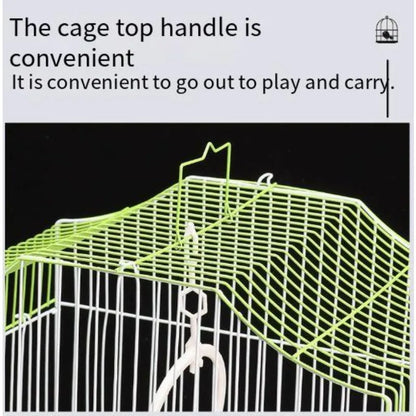 Compact Bird Cage for Small Parrot Budgie Lovebird White-eye Zebra Finch Home Use Portable Travel Carrier with Perch Feeder Cup