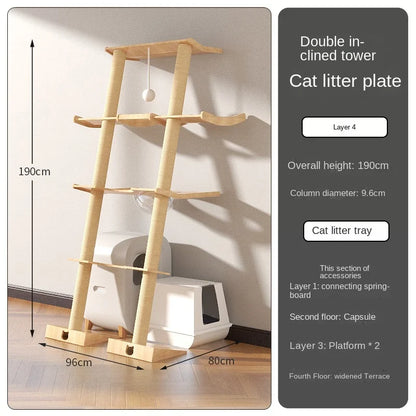 Luxury Large Cat Trees & Towers Wood Scratching Post for Cat Toys Gym Hiding House Sleeping Pad Cooling Pad Pets Stuff Products