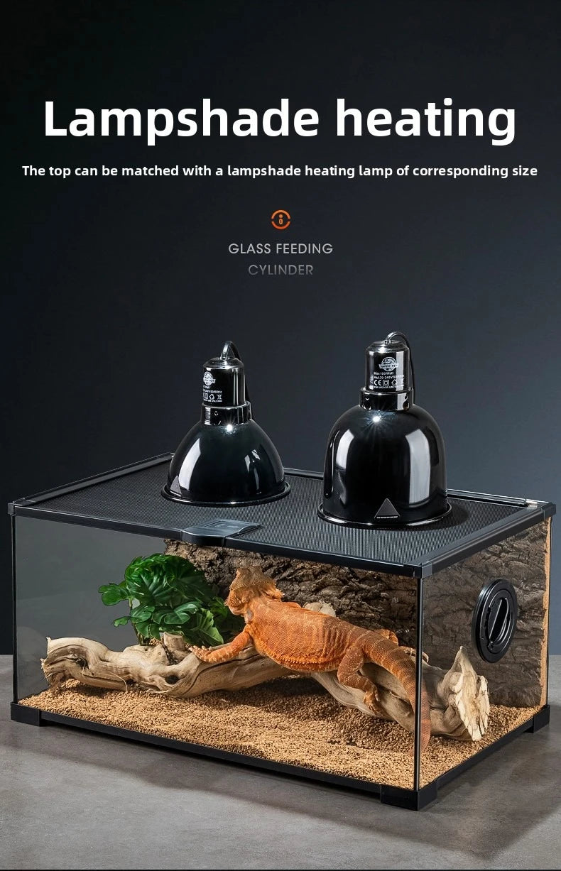 Professional glass reptile terrarium for chameleon,lizard,and snake,suitable for horned frog and water turtle,clear ventilation