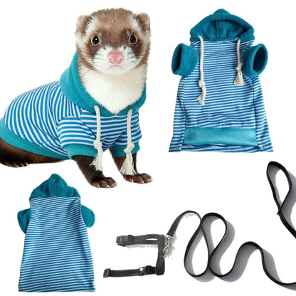 Skin Friendly Elastic Ferret Hoodie Cozy Soft Ferret Pullover Thick Fleece Stylish Drawstring Hamster Coat Daily Party