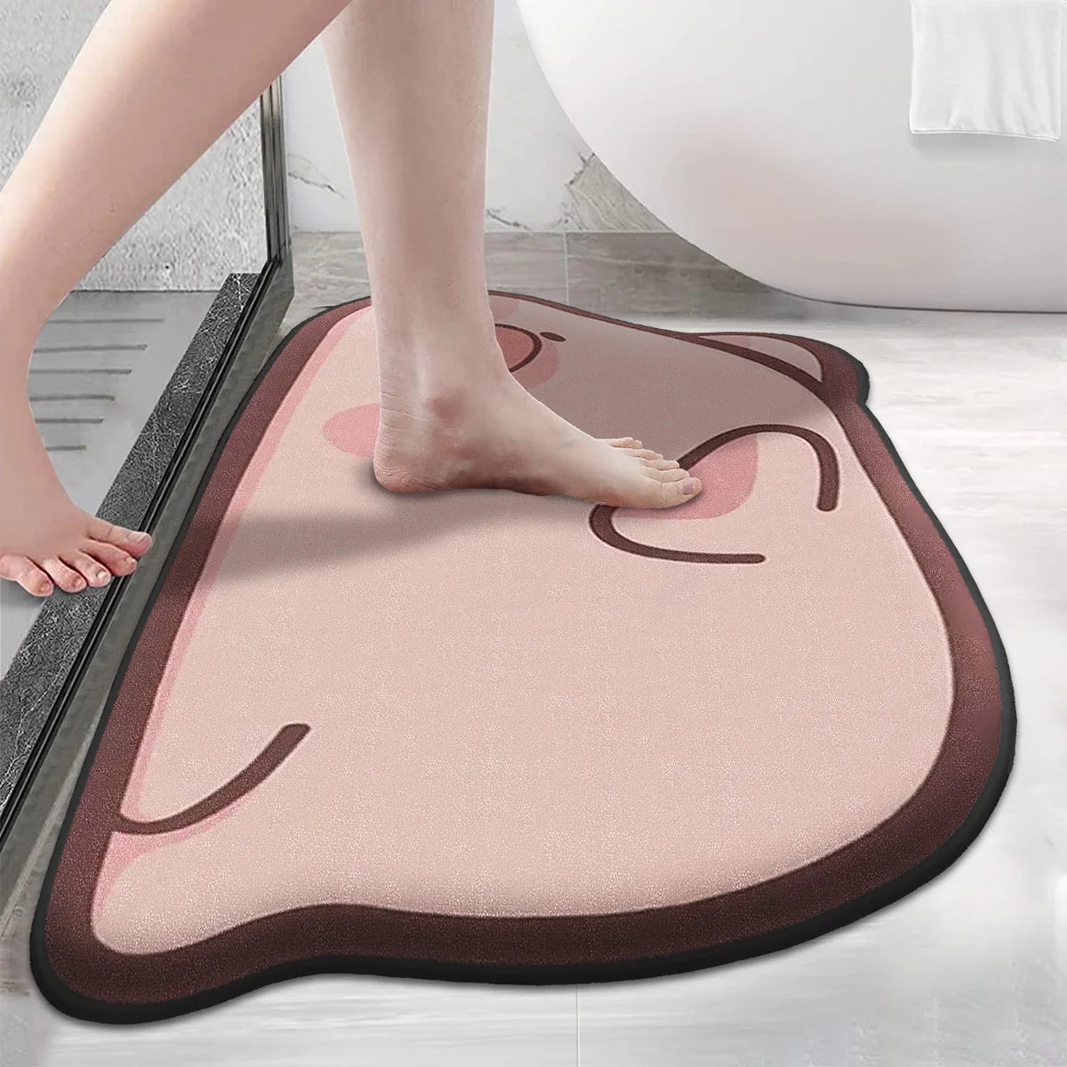 Cute coral velvet thickened bathroom non-slip floor mat decoration stain-resistant mat absorbent floor mat entrance door mat