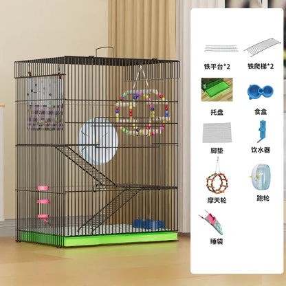 ‌3-Tier Extra Large Small Pet Cage - Sugar Glider Ferret-Proof Habitat, Multi-Level Rat Mansion Villa, Chew-Proof Removable Tray