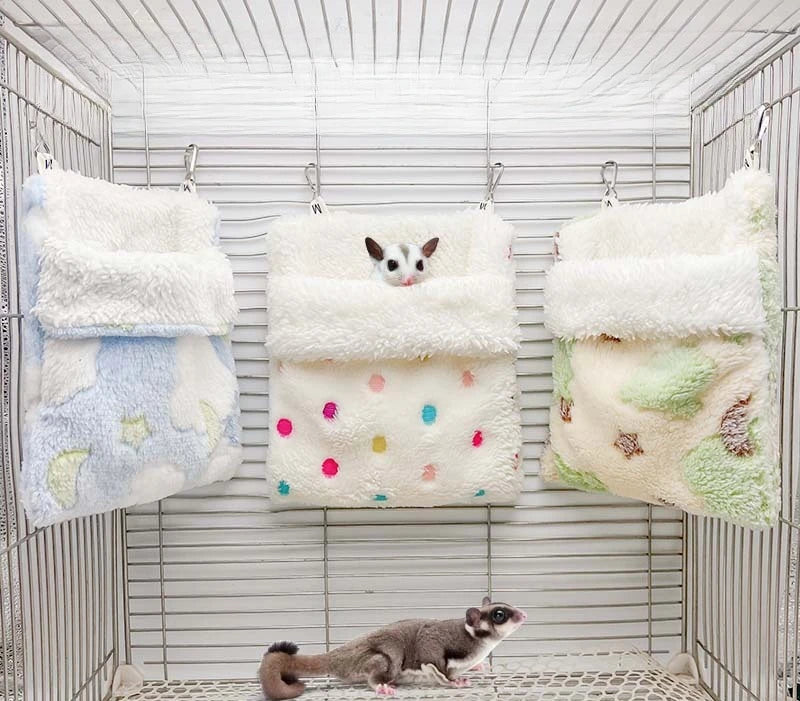 Plush Hammock Pet Swing Bag Warm Rat Sleeping Bag Cloud Pattern Sugar Gliders Sleeping Pouch Soft Comfortable Hamster  Cages