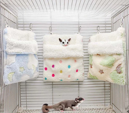 Plush Hammock Pet Swing Bag Warm Rat Sleeping Bag Cloud Pattern Sugar Gliders Sleeping Pouch Soft Comfortable Hamster  Cages