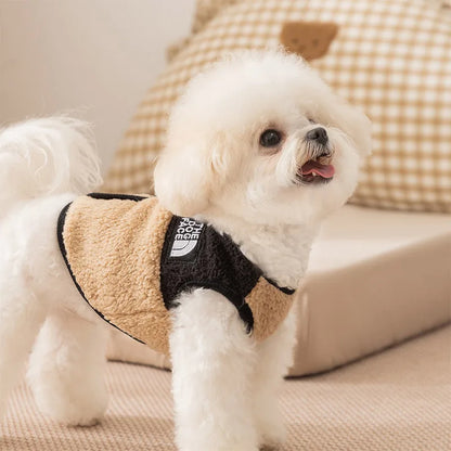 Letter Fleece Dog Clothes Winter Warm Vest  Sleeveless Button Clothe Teddy Chihuahua Embroider Fleece Suit Dog Parts Pet Product