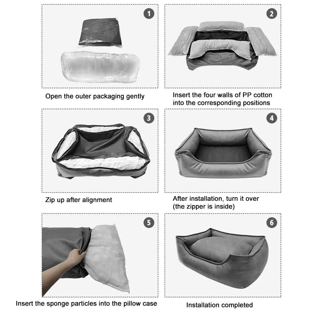 Imitation Leather Technology Waterproof Dog Bed Pet Sofa Cat Nest Supplies Dog Bed Spring Summer Sponge Removable and Washable