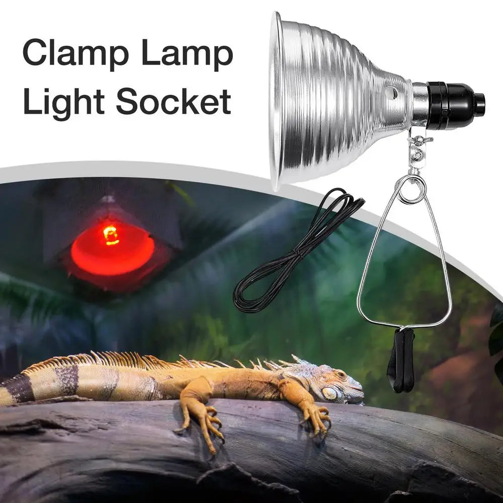 Reptile Lamp Set Lighting 300W Reptile Heating Lamp Stand Pet Light Bulb Holder Lampshade Emitter Lamp With Aluminum Reflector