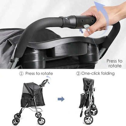 Pet Stroller Lightweight Folding Universal Wheel Cat Dog Travel Breathable Pet Stroller Outdoor Stroller for Small Medium Pets