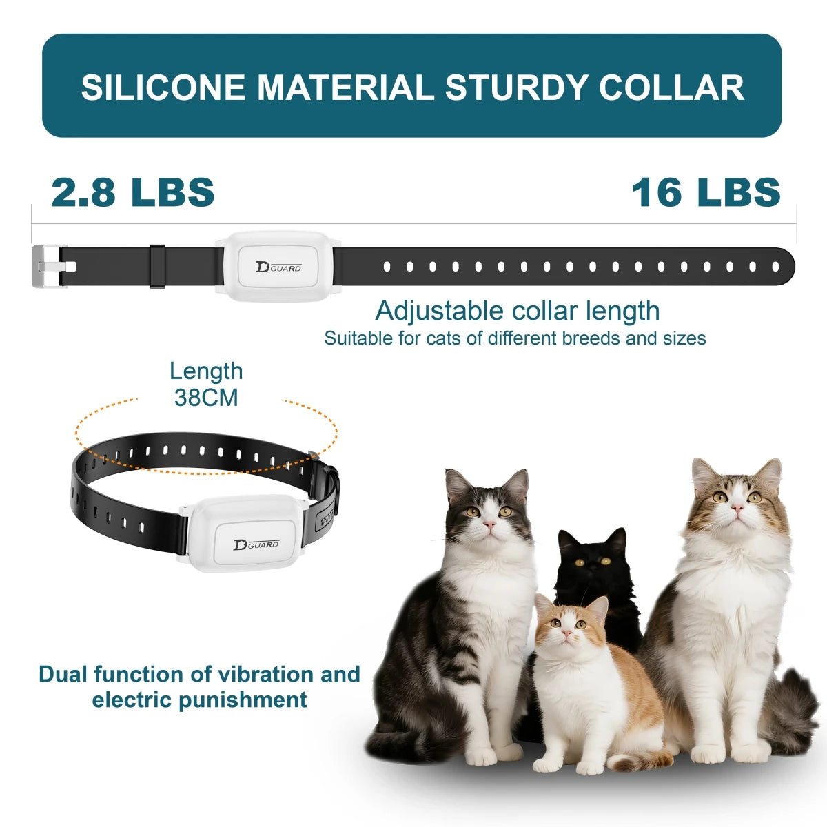 3000-3300FT Cat Training Collar Anti-Meow Automatic & Remote Control Cat Shock Collar Waterproof & Soft Silicone Material