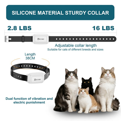 3000-3300FT Cat Training Collar Anti-Meow Automatic & Remote Control Cat Shock Collar Waterproof & Soft Silicone Material