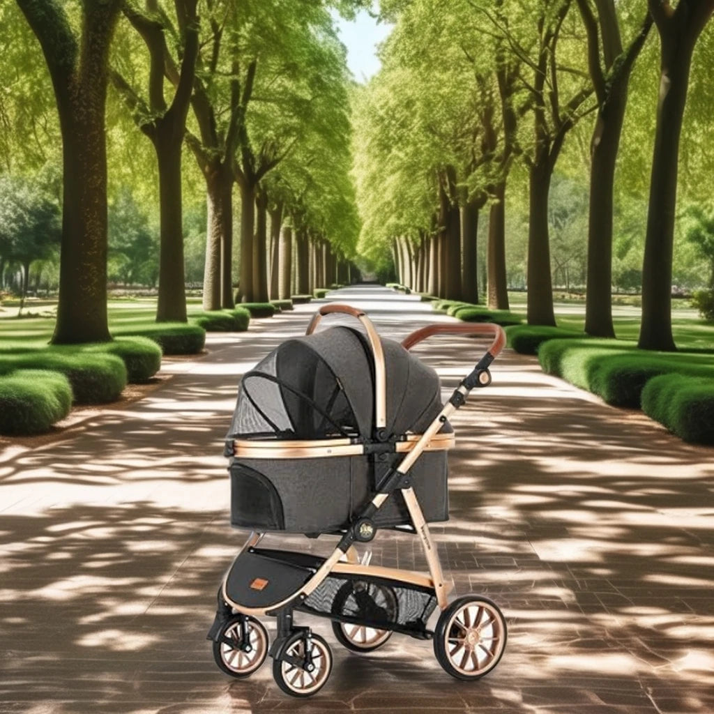 Pet Stroller, Detachable Carrying Basket, Suitable for Cats and Dogs, Spacious and Comfortable Travel, Carrying Soft Cushions