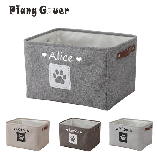 Pet Name DIY Toys Clothes Basket Custom Cat Dog Storage Box Personalised Accessories Organize Bin