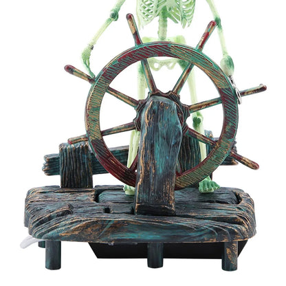 Air-Driven Aquarium Pirate Captain Decoration Undersea Design Landscape Style Skeleton Ornament Pirate Theme Aquatic Ornament
