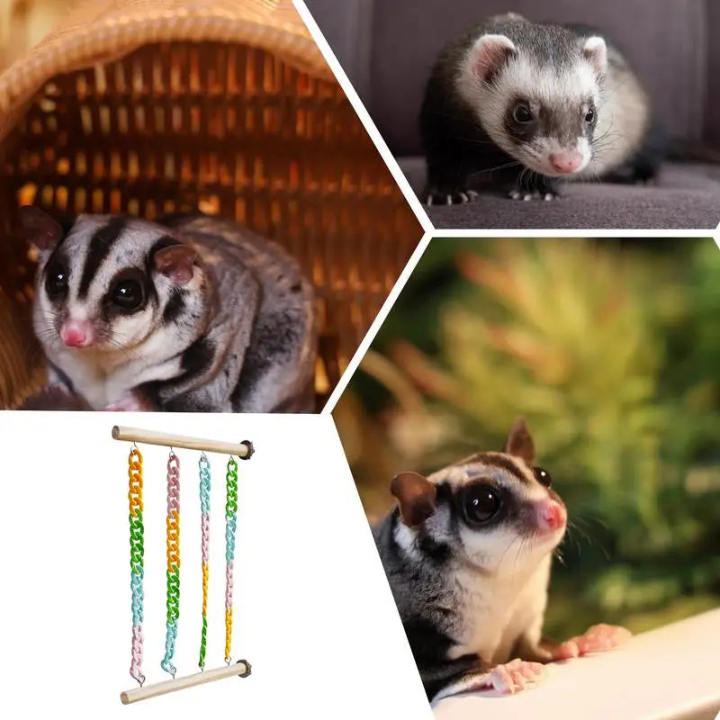Sugar Glider Climbing Swing hanging Toy Cage Swing for Enrichment Small Pets Sugar Gliders and Hamsters Climbing Chain Swing