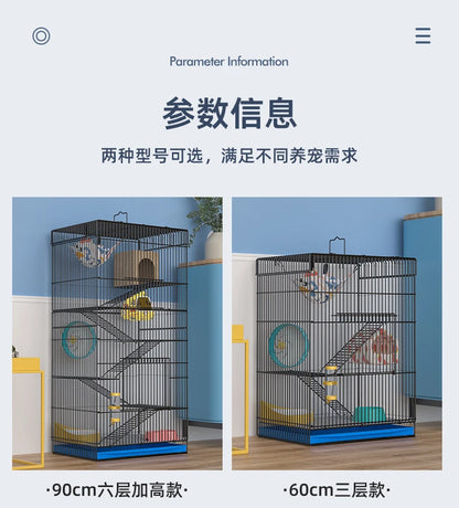 ‌Jumbo Hedgehog Sugar Glider Cage - Reinforced Escape-Proof Habitat, Chew-Resistant Large Base for Rats Hamsters