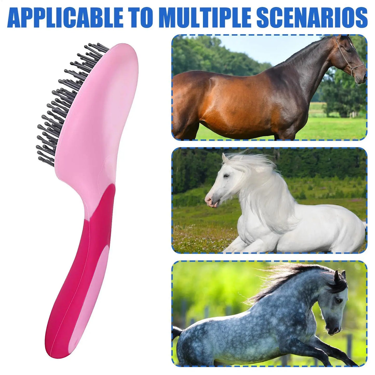 Horse Mane & Tail Brush Professional Humanized Handle Horsetail Comb Horse Grooming Brushes Mane and Tail Brush Pet Brush Comb