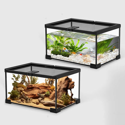 Reptile Terrariums Glass Landscaping Ecological Tank Amphibious Habitat Breeding Box Lizard Turtle Transparent Display Tanks