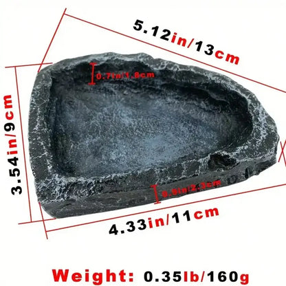 1 Pcs Realistic Stone - like Reptile Feeding and Water Bowls Safe and Durable Ideal for Bearded Dragons and Other Small Reptiles