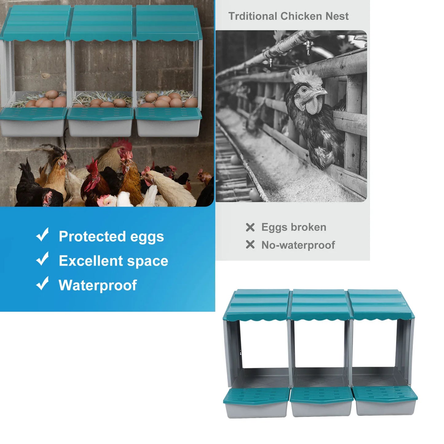 Chicken Nesting Box PP Chicken Egg Laying Box for Hens Ducks Poultry Comfortable Spacious Easy To Clean Chicken Egg Laying Box