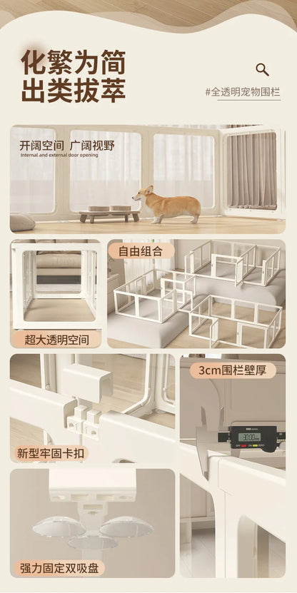‌Transparent Acrylic Dog Playpen Safety Pet Fence Non-Scratch Durable Kennel Easy-Clean Indoor House Removable Panels
