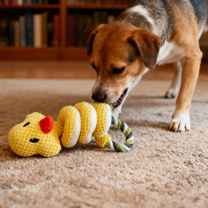 Durable Squeaky Knot Chew Dog Toys for Teeth Grinding Fun Animal Designs including Ducks Frogs Cows Snakes Suitable for Puppies