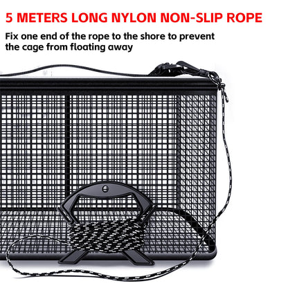 Sougayilang Foldable Fishing Cage Net Fish Carp Bait Cage Shrimp Basket Fish Crayfish Lobsters Catcher Tank Trap Mesh Network