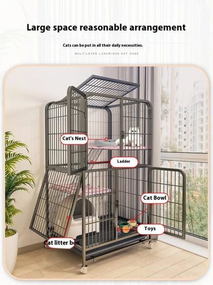 Window Openable Mesh Cat Cages Creative Pet Villa Duplex Luxury Cat Dog House Durable Metal Pet Room Modern Minimalist Doghouse